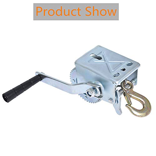 Heavy Duty Hand Winch 600Lbs Hand Crank Strap Gear with 8m Steel Wire Manual Operated Two-Way Ratchet ATV Boat Trailer Marine for Trailering or Loading Boats Personal Watercraft and Lawn Equipment - Image 6