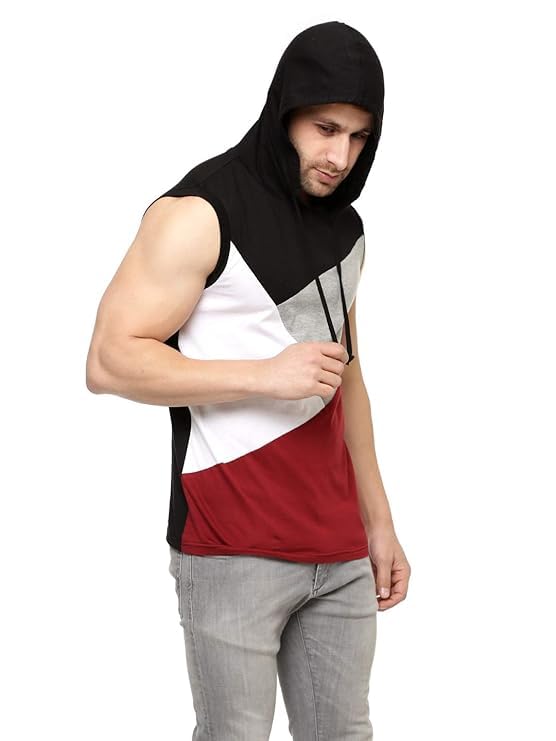 Image of Cotton Hoodie Sweatshirt for Men Sleeveless Casual, Sports, Gym Wear for Men (Tiranga Black) RT-1