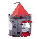Tienda POP-UP plegable auto armable con diseño de castillo rojo.