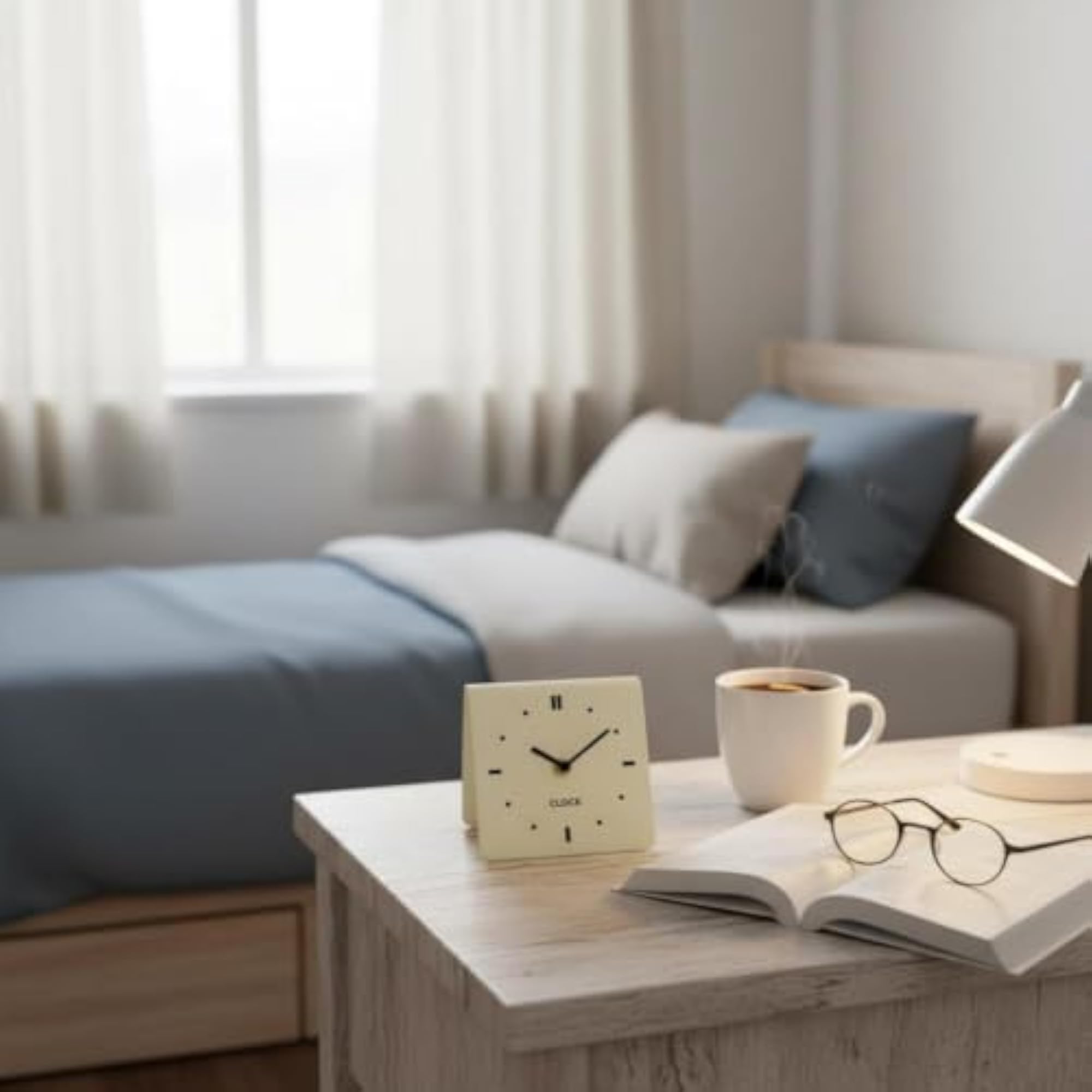 Modern Non-Ticking Square Table Clock, Decorative Home Decor