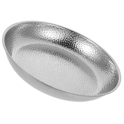 Cabilock Plato De Ensalada De Acero Inoxidable Fuente De Cocina Platos Para Servir Plato De Frutas Plato De Merienda Placa De Acero Inoxidable Para El Hogar Fideos Tazón Para Mezclar