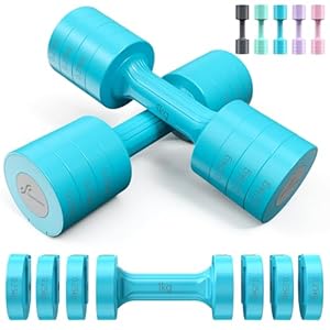 Sportneer Juego de mancuernas ajustables para mujer: juego de 2 mancuernas de 1 a 2,5 kg cada una, juego de muñeco ajustable 4 en 1, aparatos de fitness para casa, gimnasio en casa, entrenamiento de