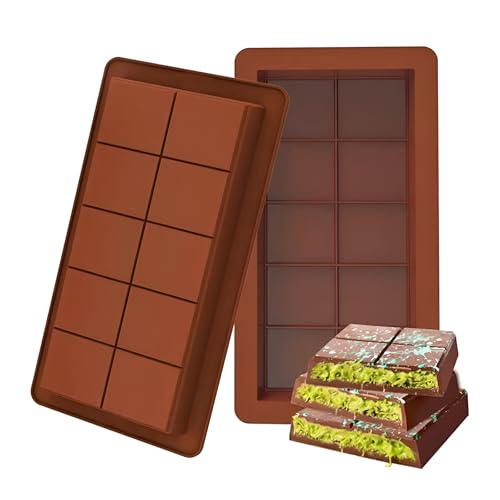 2-Pack Christmas Chocolate Moulds - 18mm Deep Thick Chocolate Bar Mould & Mold, Silicone Chocolate Mould for Easy Release DIY Holiday Gifts, Festive Treats - Dishwasher Safe