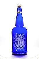 Algopix Similar Product 1 - 32oz Flotus Etched Cobalt Blue Glass