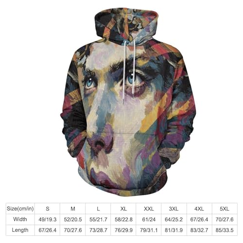 Pullover Sweatshirt Imprimé 3D avec Capuche Ajustable et Textile Respirant