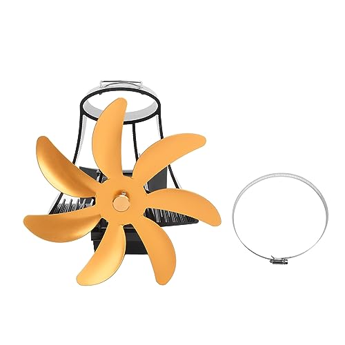 Ventilador de estufa de madera 7 cuchillas de chimenea con calor de calor de la chimenea de la pared magnética (Oro)