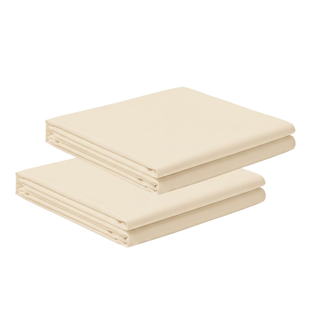 Posh Wave 2 Pack Double Cream Extra Deep Fitted Sheets 40cm Deep Pocket – Super Soft 1800 Brushed Microfiber Sheets, Wrinkle Resistant, Breathable, Durable & Easy Care