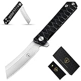 AUBEY Klappmesser Extra Scharf Taschenmesser mit Griff, D2 Stahl Einhandmesser für Survival Camping Jagd Angeln Bushcraft EDC Outdoor Messer