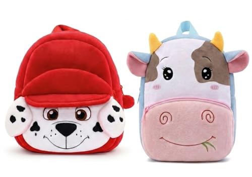 Image of Cartoon Plush Kids School Bag 2-6 Years | Soft Toy Backpack for Boys & Girls | Toddler Nursery Preschool Bag | Lightweight Adjustable Straps