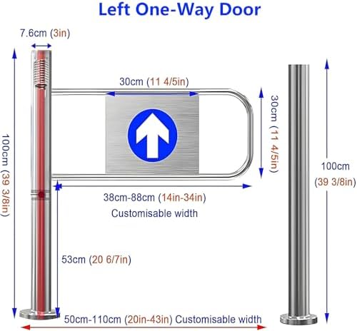 Spring-Loaded Safety Swing Gate - 1-Way Automatic Closing Door for Supermarket & Warehouse, Pedestrian Access, 75x100cm, Ideal for Library & Store Entrances