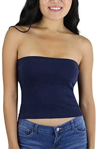 Image of ToBeInStyle Women's Cotton-Spandex Blend Stretchy Tube Top
