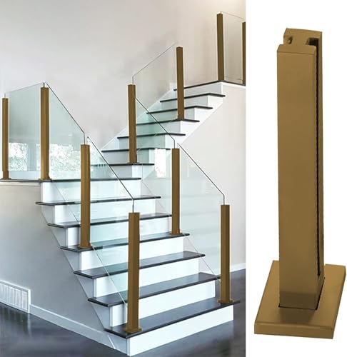 Poteau de garde-corps en verre doré en acier inoxydable luxe pour escalier design