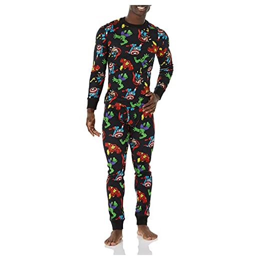 Amazon Essentials Disney | Marvel | Star Wars Conjuntos de pijama ajustado Hombre, Marvel Avengers - Mens Snug-fit, L