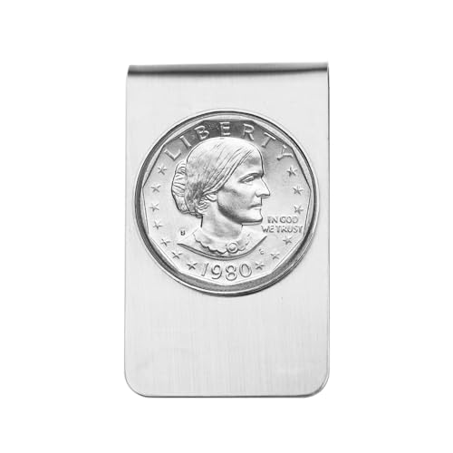 US 1980 Susan B. Anthony Dollar BU Uncirculated Coin Stainless Steel Silver Money Clip NEW