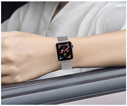 Yaber Stainless Steel Mesh Replacement Band Compatible For Apple Watch 38 Mm 40Mm 41Mm 42 Mm 44Mm 45Mm 49Mm Ultra Series 8/7/6/Se/5/4/3/2/1 (Silver, 38Mm/40Mm/41Mm) #TOP2