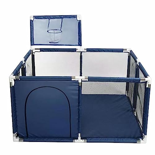 ALYIKOU Box Bambini Maglia Traspirante Per Bimbi 0~3 Anni Recinto Per Bambini Con Telaio da Basket Giochi Neonato Interno o Esterno (Blu 128x128cm)