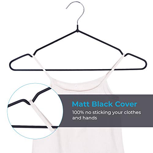 Js Hanger BM002 Metal Hangers 16.5 Inch Coat Hangers - Extra Thick Wire Hangers With Non Slip Matt Black Rubber Coating Heavy Duty Pant Skirt Suit Hangers thumb #2