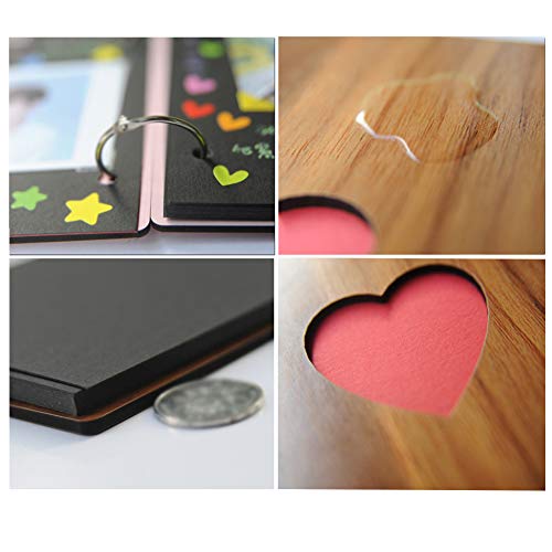Álbum de recortes para fotos, álbum de fotos DIY con cubierta de madera y 30 páginas negras, ideal como libro de visitas, libro de recuerdos o regalo para San Valentín, aniversario, Día de la Madre o cumpleaños, tamaño 6 x 4 pulgadas (12 x 16 cm) miniatura 5