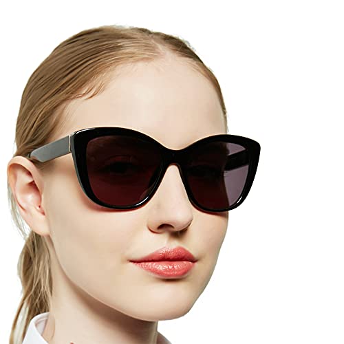 MARE AZZURO Cat Eye Reading Sunglasses Women Oversized Square Sunglasses Readers 0 1.0 1.25 1.5 1.75 2.0 2.25 2.5 2.75 3.0 3.5 (Black, 1.50)