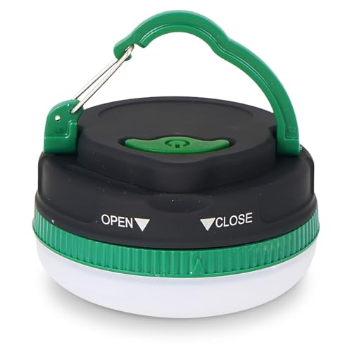 Linterna de camping impermeable LED con base magnética, luces de camping al aire libre, luz de tienda de campaña alimentada por pilas, 3 modos para senderismo, pesca, emergencia (verde)