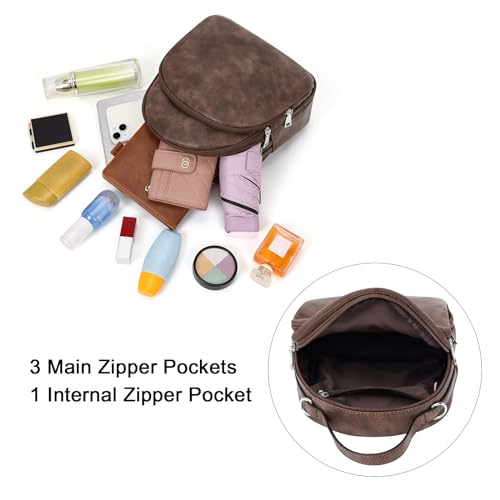 Image of CLUCI Small Backpack Purse for Women Mini Cute Backpack Leather Convertible Fashion Travel Girls Shoulder Bag, Two-tone Coffee