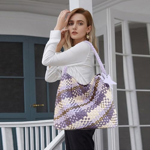 Image of Woven Tote Bag for Women, Shoulder Handbags, Beach Hobo, Handwoven Satchel Underarm Bag, Top-Handle Bag With Purses