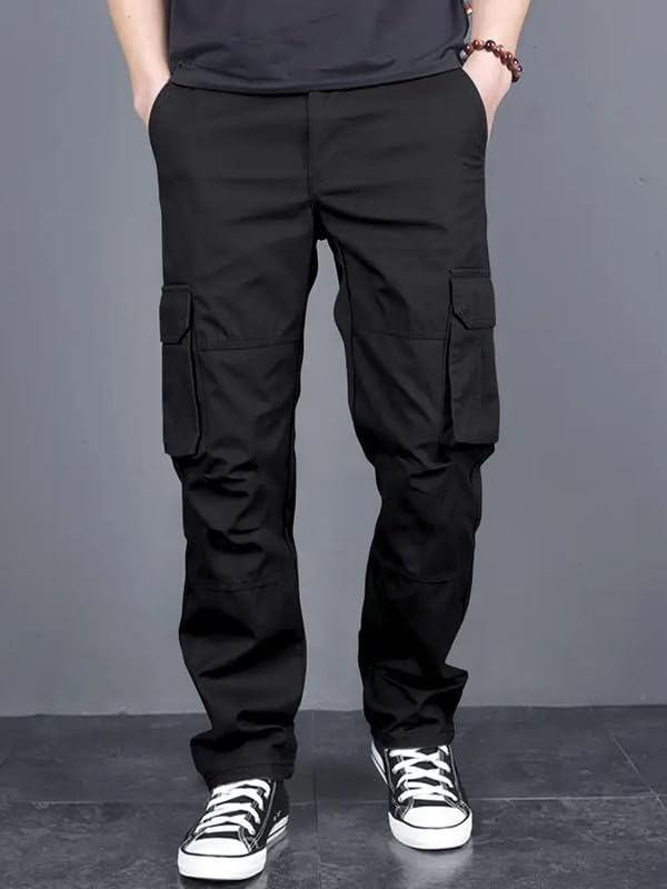 Image of Men's Casual Cargo Pants | Regular Fit Multi-Pocket Trousers-