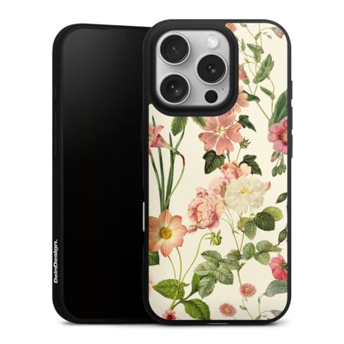 Coque iPhone 16 Pro silicone motif tulipes rétro aux fleurs élégantes