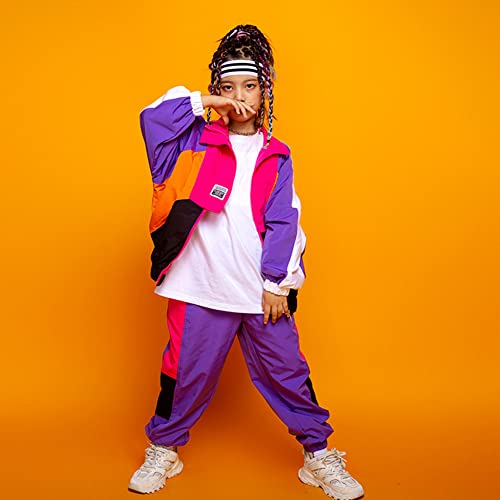 Image of LOLANTA Boys' Girls' Color Block Jacket Track Pants Sets Hip Hop Dance Patchwork Clothes Unisex Streetwear