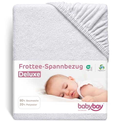 babybay Frottee Spannbetttuch passend für die Modelle Maxi, Midi, Boxspring, Comfort und Comfort Plus, weiß, 89 x 50 cm (1er Pack)