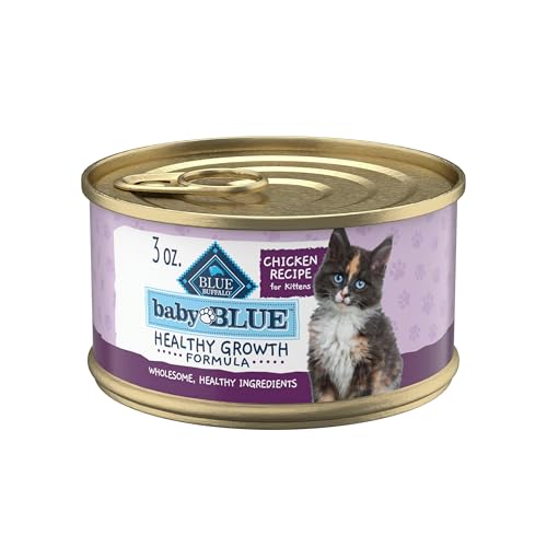 Image of Blue Buffalo Baby Blue Natural Kitten Wet Cat Food, Healthy Growth Formula with DHA, Chicken Recipe Multi-Pack, 3-oz Cans (24 Count)