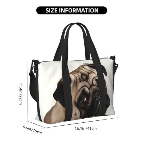 Travel Duffel Bag for Men Gym Bag, Pug Dog Luggage Bag with Shoulder Strap, Large Gym Tote Bag for Women, Weekender Overnight Bag, Foldable Carry on Bag for Airplane3