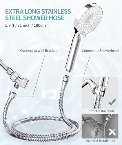 Filtered Handheld Shower Head, High Pressure 9-Mode Chrome with Detachable Design, Softening Filter Beads for Hard Water, Removes Chlorine