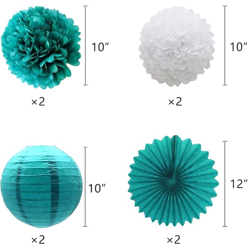 Image of Teal Graduation Party Decoration Class Banner Hanging Pom Poms Flowers High School College Grad Supplies