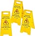 Alpine Industries 24-Inch Caution Wet Floor Sign - 3 Pack A-Frame Bright Yellow Warning Sign - Sturdy Double Sided Fold Out Bilingual Floor Safety Alert Ideal for Commercial Use