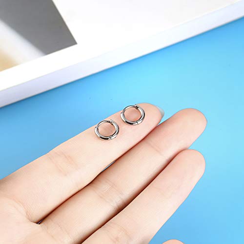 Image of 316L Surgical Stainless Steel Huggie Hoop Earrings 6mm 8mm 10mm 11mm 12mm 14mm Hypoallergenic Earrings Hoop Cartilage Helix Lobes Hinged Sleeper Earrings For Men Women