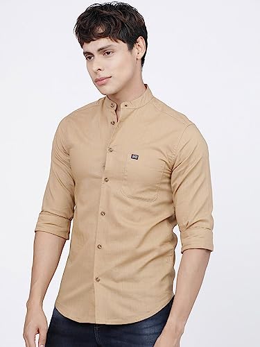The Indian Garage Co Men Long Sleeve Slim Fit Shirt Khakhi - Image 6