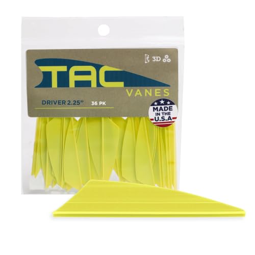 TAC Vanes Driver Hybrid Vanes, Archery & Bow Hunting, 36 Pack, 2.25" Yellow