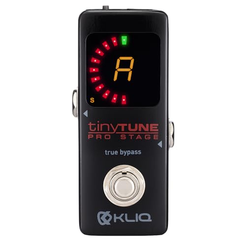 KLIQ TinyTune Pro Stage Tuner Pedal for Guitar and Bass with True Bypass Switching, Pitch Calibration and Flat Tuning (Power Supply Required)