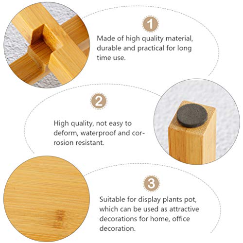 Happyyami Wooden Flower Stand Indoor Plant Stand with Bamboo Tray for Succulents Mini Cacti Display Wood Plant - Image 4