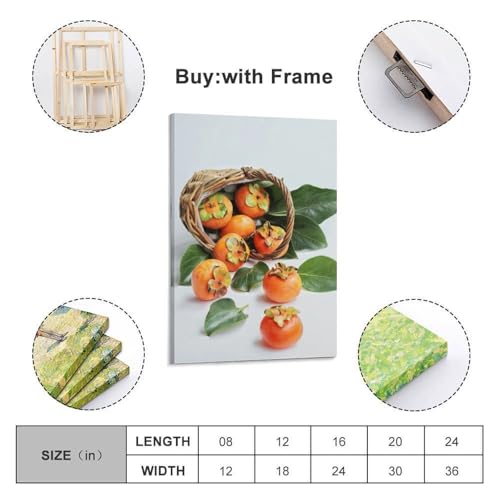 Poster mural artistique kakis panier bambou pour grand mur vide