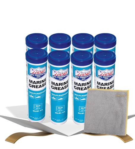 Image of Marine Grease Tube 14 oz Bundle with Microfiber Cloth - Heavy Duty Marine Grease for Trailer Wheel Bearings, Chassis Lubrication, and Outboards - Rust & Oxidation Resistant - Gift Set (9 Items)