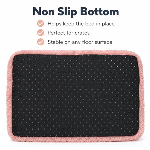 Image of Dog Crate Pad for Crate /Floor /Car for Small Dogs Washable | Non-Slip Dogs Pad for Crate,Soft Fluffy Dog Crate Pad,24 inchx18 inch Pink