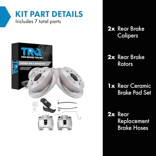 Image of TRQ Rear Brake Pad and Rotor Set Ceramic Calipers Compatible with 2000-2003 Ford F-150 2004 F-150 Heritage