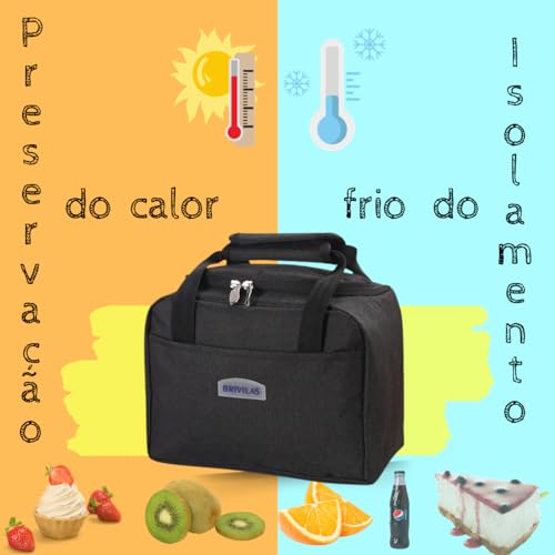 Bolsa Térmica Masculina Feminina Versátil Fitness Marmita (Bolsa Preta)