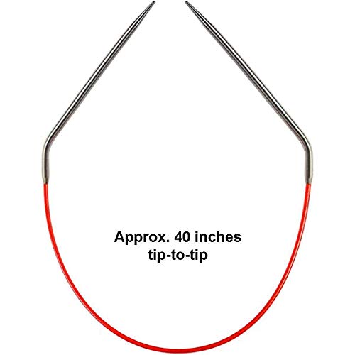 Image of ChiaoGoo Knit Red 40 inch (102cm) Circular Knitting Needles US Size 6 (4mm) Stainless Steel 6040-6 with Stitch Holder