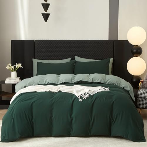 Gezu Baumwolle Bettwäsche Grün Salbeigrün 200x200cm 3 Teilig Baumwolle...