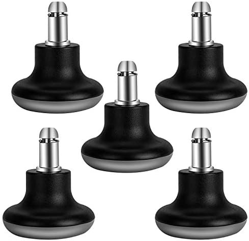 Bell Glides Replacement Office Chair Swivel Caster Wheels to Fixed Stationary Castors, Short Profile with Separate Self Adhesive Felt Pads Black 5pcs