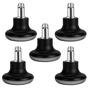 uvce Bell Glides Replacement Office Chair Swivel Caster Wheels to Fixed Stationary Castors, Short Profile with Separate Self Adhesive Felt Pads Black 5pcs