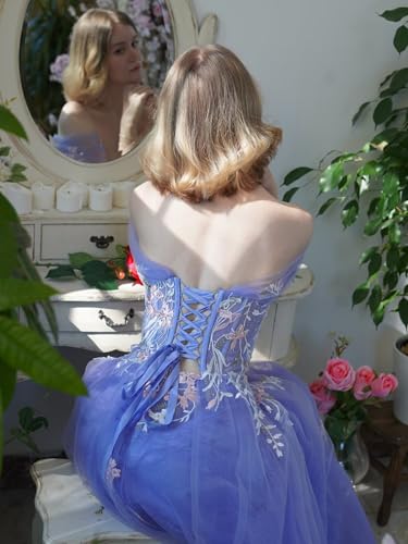 Tulle Embroidery Prom Dresses for Women 2025 Sparkly Off The Shoulder Corset A-Line Formal Ball Gown with Slit2